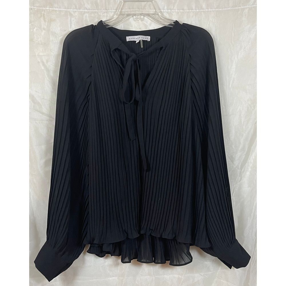 Endless Rose Black Pleated Long Sleeve‎ Blouse Elegant Evening Top Size S